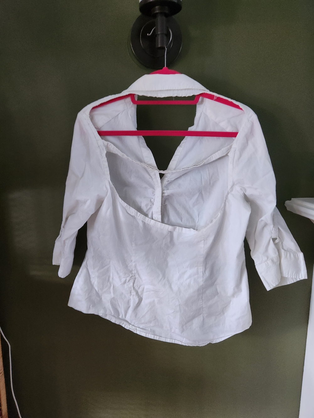 White Blouse with Open Back - Half Sleeves - Size XL
